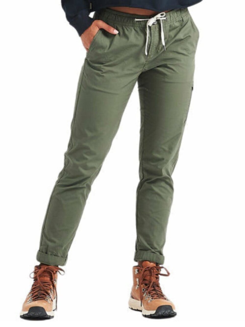 Vuori Women's Olive Drawstring Cargo Cropped Pants Size L